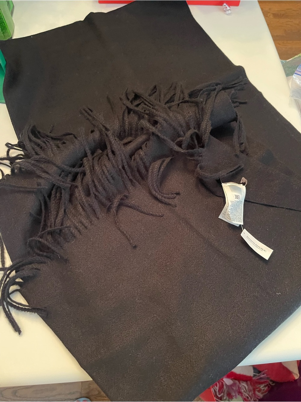 Banana Republic Black Fringed Wrap Scarf